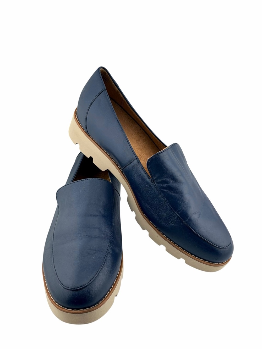Vionic Kensley Slip On Lug Sole Loafers Womens 9 Blue Leather Comfort Cushioned